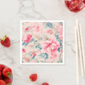 絶妙な穏やかなピンクの花と離れcerulean スタンダードカクテルナプキン (インサイチュ)