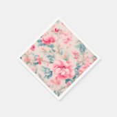 絶妙な穏やかなピンクの花と離れcerulean スタンダードカクテルナプキン (角)