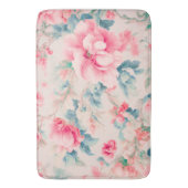 絶妙な穏やかなピンクの花と離れcerulean バスマット (正面縦)