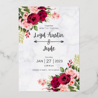 絶妙な結婚式招待状カード 箔招待状