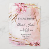 絶妙な結婚式招待状、ピンクフローラ 招待状 (正面/裏面)