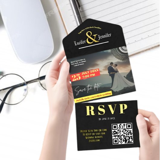 絶妙な結婚式招待状：我々の悲歌を発見 オールインワン招待状