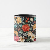 絶妙な継ぎ目のない花エレガント柄と時間 マグカップ (中央)