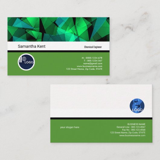 絶妙な緑の幾何学的な化学者の名刺 名刺 (正面/裏面)