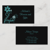 絶妙な花の名刺、ターコイズ 名刺 (正面/裏面)