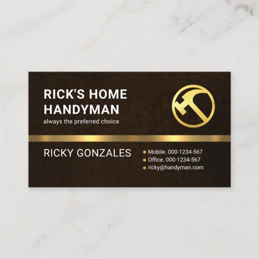 絶妙な茶色のグランジ金ゴールド手作りハンマー 名刺 (正面)