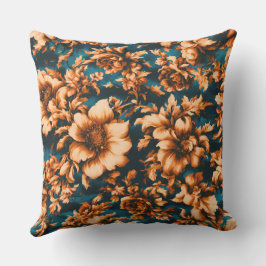 絶妙な豪華な黄金の花、青離れの上の アウトドアクッション