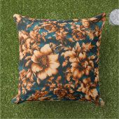 絶妙な豪華な黄金の花、青離れの上の アウトドアクッション (芝生)