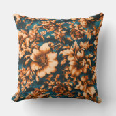 絶妙な豪華な黄金の花、青離れの上の アウトドアクッション (正面)