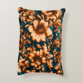 絶妙な豪華な黄金の花、青離れの上の アクセントクッション (裏面(縦))