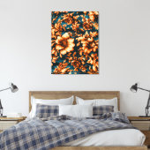 絶妙な豪華な黄金の花、青離れの上の キャンバスプリント (インサイチュ (寝室))