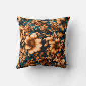 絶妙な豪華な黄金の花、青離れの上の クッション (裏面)