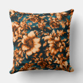 絶妙な豪華な黄金の花、青離れの上の クッション (裏面)