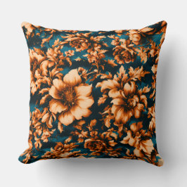 絶妙な豪華な黄金の花、青離れの上の クッション