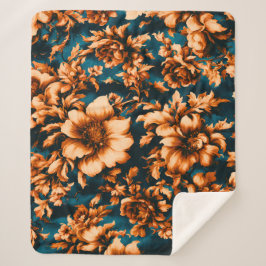 絶妙な豪華な黄金の花、青離れの上の シェルパブランケット