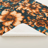 絶妙な豪華な黄金の花、青離れの上の シェルパブランケット (3/4)