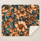 絶妙な豪華な黄金の花、青離れの上の シェルパブランケット (正面(横))