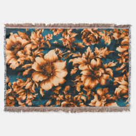 絶妙な豪華な黄金の花、青離れの上の スローブランケット