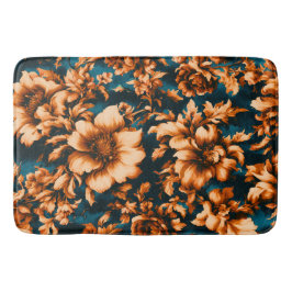 絶妙な豪華な黄金の花、青離れの上の バスマット