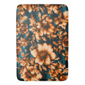 絶妙な豪華な黄金の花、青離れの上の バスマット (正面縦)