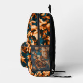 絶妙な豪華な黄金の花、青離れの上の プリントバックパック (右)