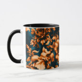 絶妙な豪華な黄金の花、青離れの上の マグカップ (左)