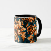 絶妙な豪華な黄金の花、青離れの上の マグカップ (正面右)