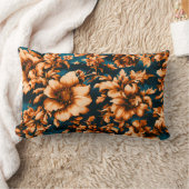 絶妙な豪華な黄金の花、青離れの上の ランバークッション (ブランケット)