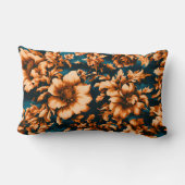 絶妙な豪華な黄金の花、青離れの上の ランバークッション (裏面)