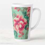 絶妙な赤い花と緑豊かな離れ花 カフェラテマグ (右)