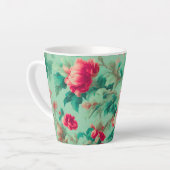 絶妙な赤い花と緑豊かな離れ花 カフェラテマグ (左アングル)