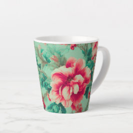 絶妙な赤い花と緑豊かな離れ花 カフェラテマグ