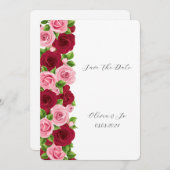 絶妙な赤とピンクのフローラは日付カードを保存 招待状 (正面/裏面)