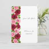 絶妙な赤とピンクのフローラは日付カードを保存 招待状 (スタンド正面)