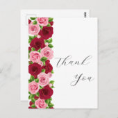 絶妙な赤とピンクのフローラサンキューカード ポストカード (正面/裏面)