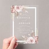 絶妙な赤面とバラフローラ結婚フレーム アクリル招待状 (インサイチュ (ポータブル))
