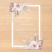 絶妙な赤面とバラフローラ結婚フレーム アクリル招待状 (正面)