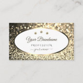絶妙な金ゴールドきらめくグリッターホワイトと宝石 名刺 (正面)