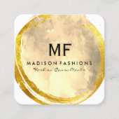 絶妙な金ゴールドつや消し水色モノグラム スクエア名刺 (正面)