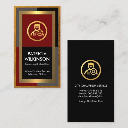 絶妙な金ゴールドフレームショーファ 名刺 (正面/裏面)