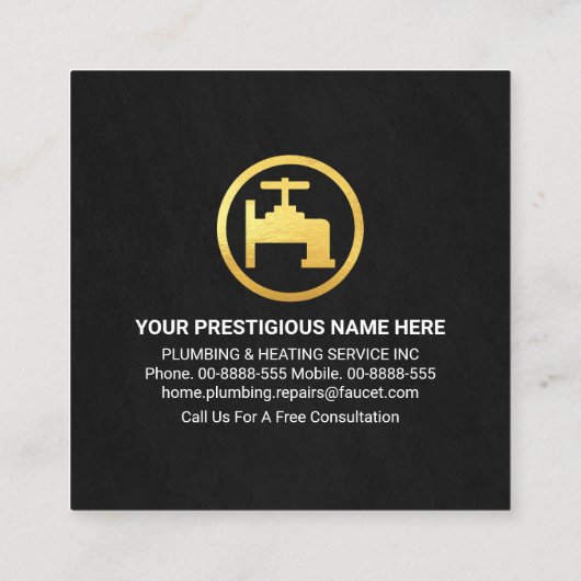 絶妙な金ゴールドホーム配管系統 スクエア名刺 (裏面)