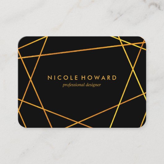 絶妙な金ゴールドライン白黒 名刺 (正面)