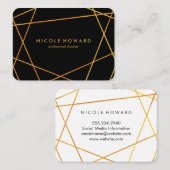 絶妙な金ゴールドライン白黒 名刺 (正面/裏面)