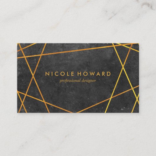 絶妙な金ゴールドライン黒と石板 名刺 (正面)