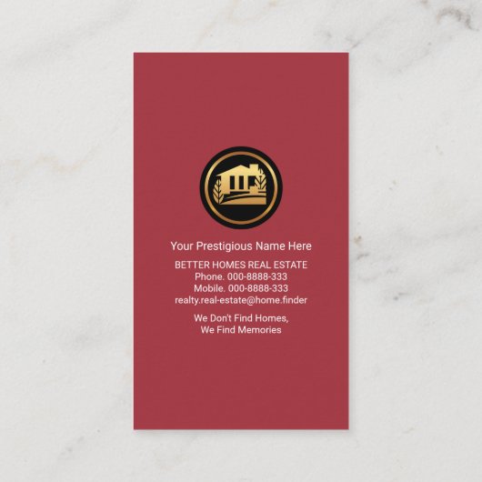 絶妙な金ゴールド屋上抽象芸術不動産仲介業者 名刺 (裏面)