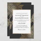 絶妙な金花のHennaの結婚式 招待状 (正面/裏面)