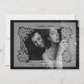 絶妙な高級ヴィンテージウェディングフラリッシュフレーム セーブザデート (正面)