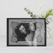 絶妙な高級ヴィンテージウェディングフラリッシュフレーム セーブザデート (スタンド正面)