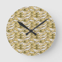 絶妙な鳩とフローライラストレーション ラウンド壁時計