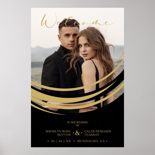 絶妙な黄金の抽象芸術幾何学的な形状写真 ポスター (正面)